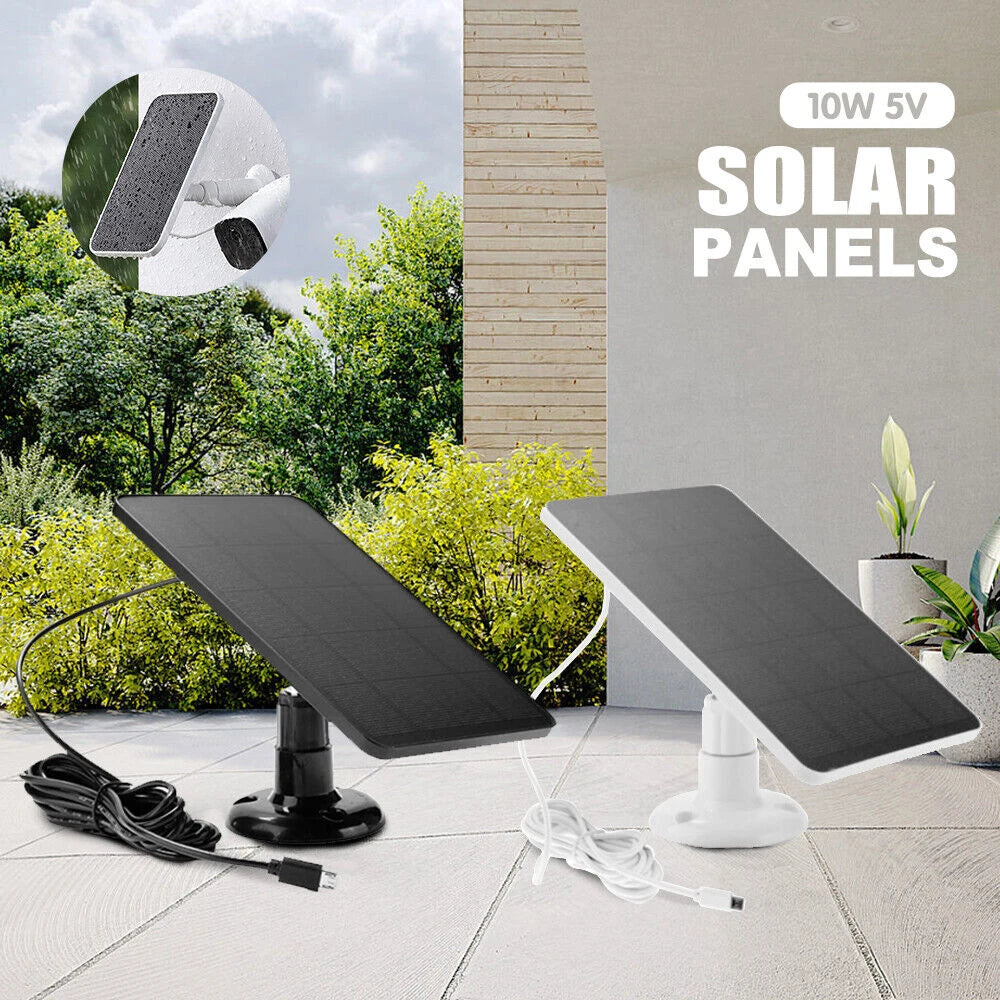 10W 5V Solar Cells Charger Micro USB+Type-C Waterproof Charging Portable Solar Panels for Security Camera Home Light System