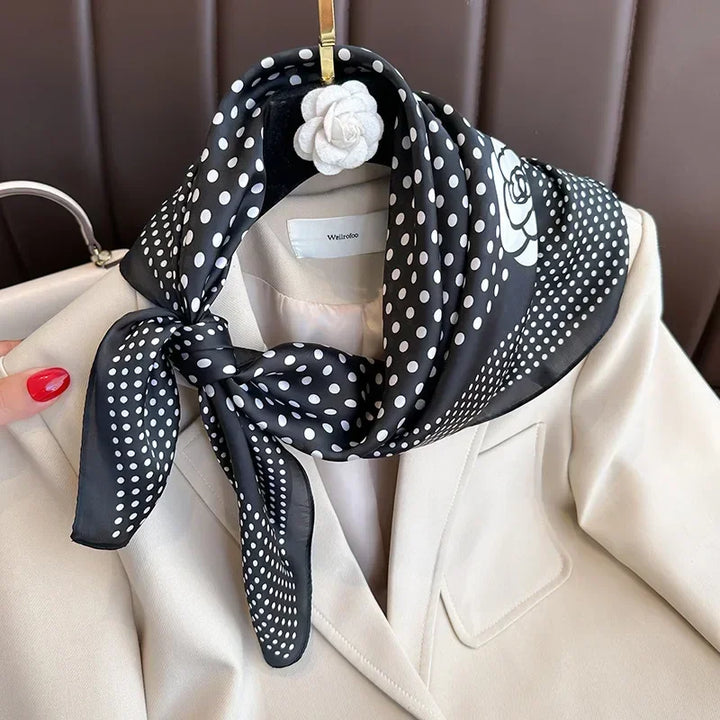Autumn New Luxury Design Silk Scarf Women Loutdoor Small Headband Scarf Soft Silky Square Hair Band Wrap Lady 70*70cm Hijab