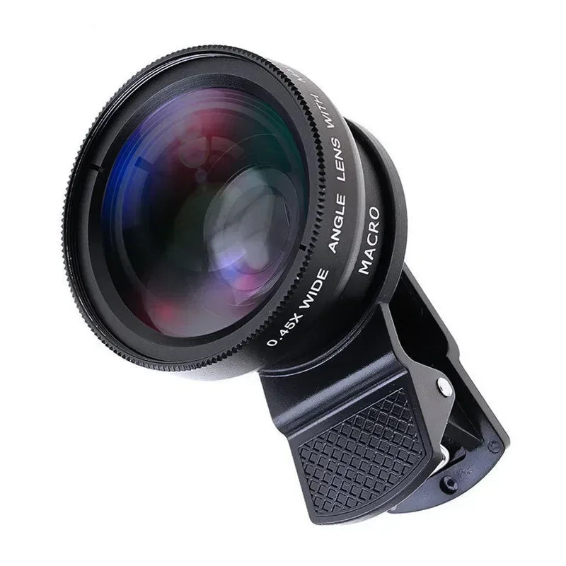 Ultra Wide Angle Lens for Mobile Phone, Macro Lens, Universal Clip, HD, SLR, External Camera Lenses, 0.45X