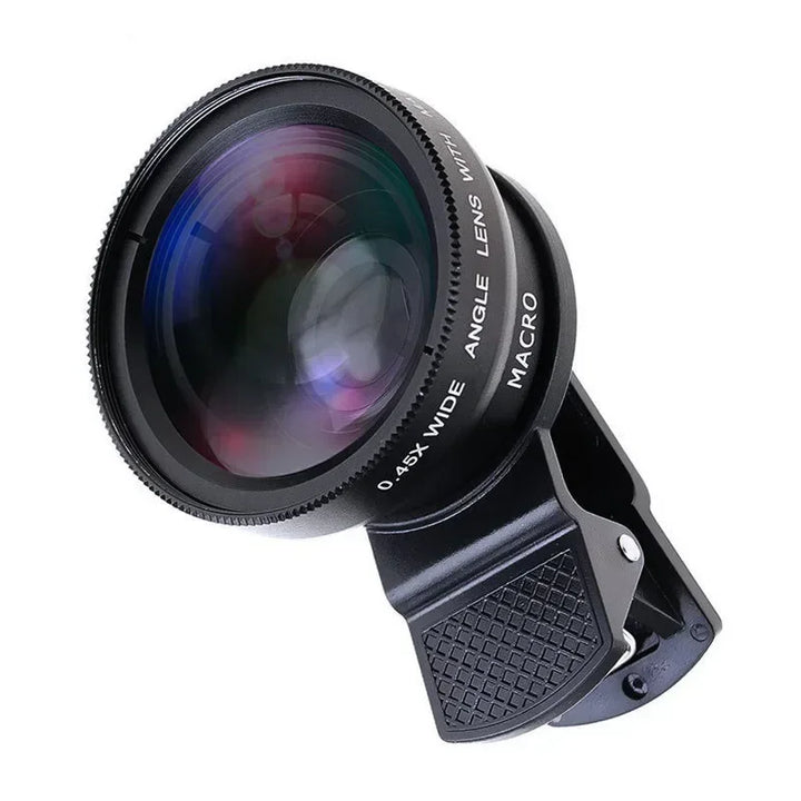 Ultra Wide Angle Lens for Mobile Phone, Macro Lens, Universal Clip, HD, SLR, External Camera Lenses, 0.45X