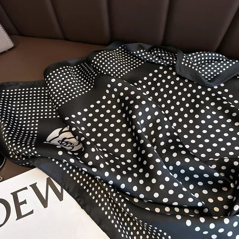 Autumn New Luxury Design Silk Scarf Women Loutdoor Small Headband Scarf Soft Silky Square Hair Band Wrap Lady 70*70cm Hijab