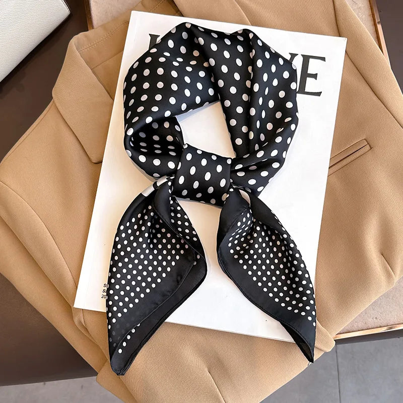 Autumn New Luxury Design Silk Scarf Women Loutdoor Small Headband Scarf Soft Silky Square Hair Band Wrap Lady 70*70cm Hijab