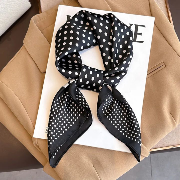 Autumn New Luxury Design Silk Scarf Women Loutdoor Small Headband Scarf Soft Silky Square Hair Band Wrap Lady 70*70cm Hijab