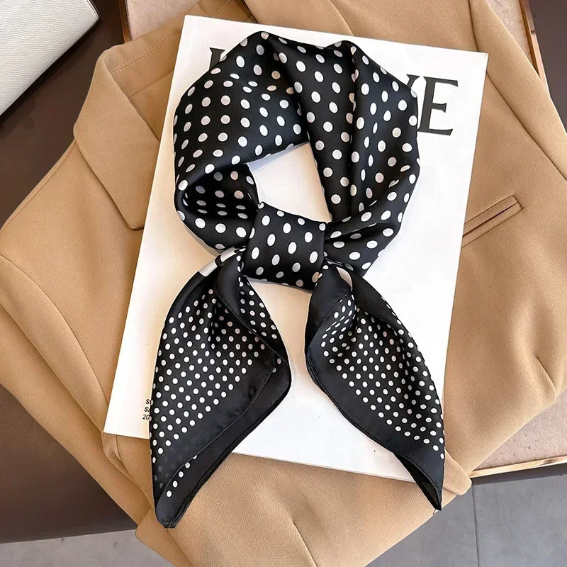 Autumn New Luxury Design Silk Scarf Women Loutdoor Small Headband Scarf Soft Silky Square Hair Band Wrap Lady 70*70cm Hijab