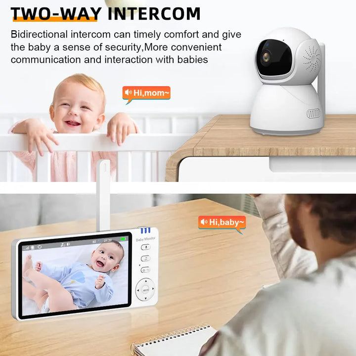 Yiktree 5.0" Video Baby Monitor With Pan Tilt Cam Wireless Two Way Audio Night Vision Security Babysitter VOX Wake Up USB Charge