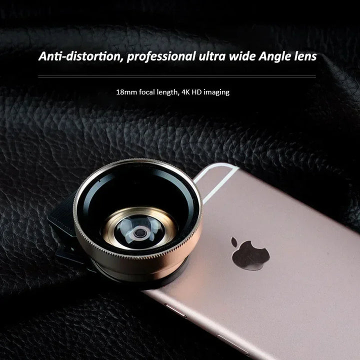 Ultra Wide Angle Lens for Mobile Phone, Macro Lens, Universal Clip, HD, SLR, External Camera Lenses, 0.45X