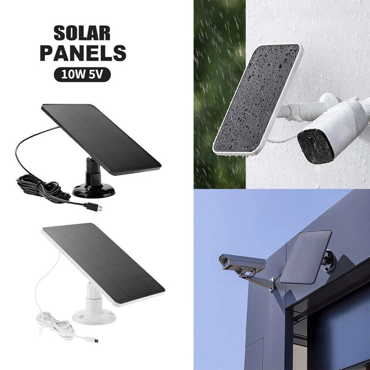 10W 5V Solar Cells Charger Micro USB+Type-C Waterproof Charging Portable Solar Panels for Security Camera Home Light System