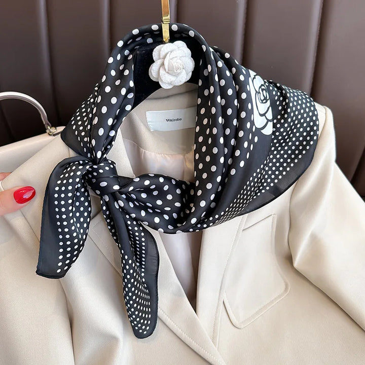 Autumn New Luxury Design Silk Scarf Women Loutdoor Small Headband Scarf Soft Silky Square Hair Band Wrap Lady 70*70cm Hijab