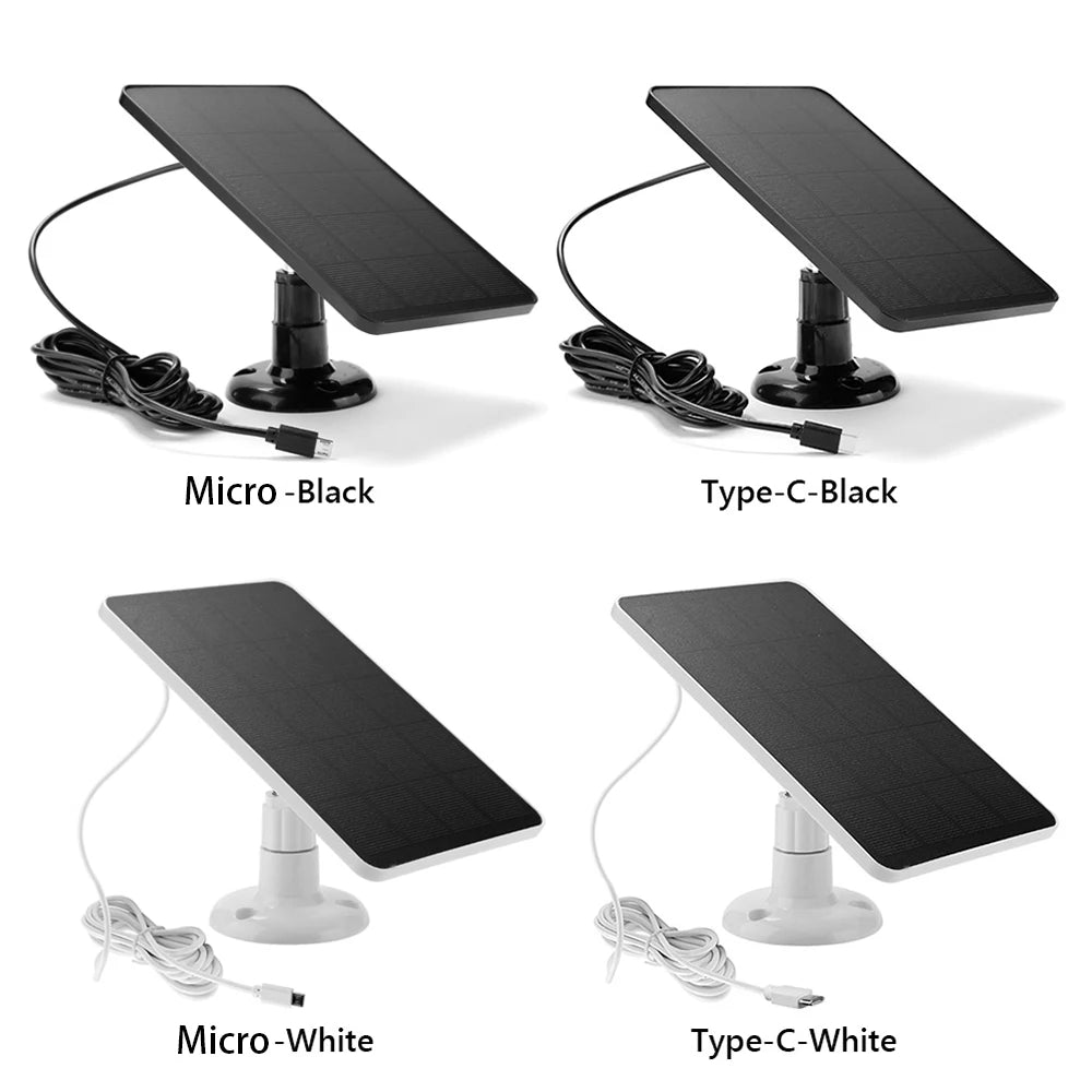 10W 5V Solar Cells Charger Micro USB+Type-C Waterproof Charging Portable Solar Panels for Security Camera Home Light System